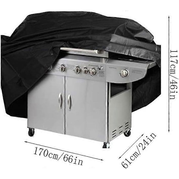 170*61*117Cm Grillöverdrag, Vattentätt Gasgrillöverdrag Svart 210D