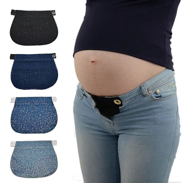 4-delat Denim Bälte, Justerbart Förlängningsbälte, Elastiskt Byxförlängningsbälte För Gravida Kvinnor, Elastisk Förlängning