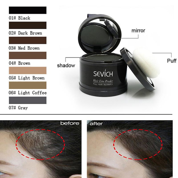 Magic Natural Hair Cover Up Powder Hair Root Line Conceal Pang Shadow 7 färger svart