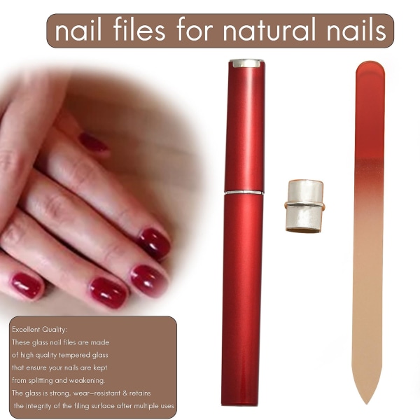 4 Pak, Krystal Neglefiler med Etui, Dobbeltsidede Fingerneglefiler, Professionel Manicure Neglefil