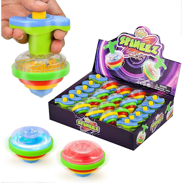 Lysende Snurrebasser for Barn, 12-pakning, UFO Spinnerleker med Blinkende LED-lys, Morsomme Bursdagsfestgaver, Gaveposefyll for Gutter og Jenter.