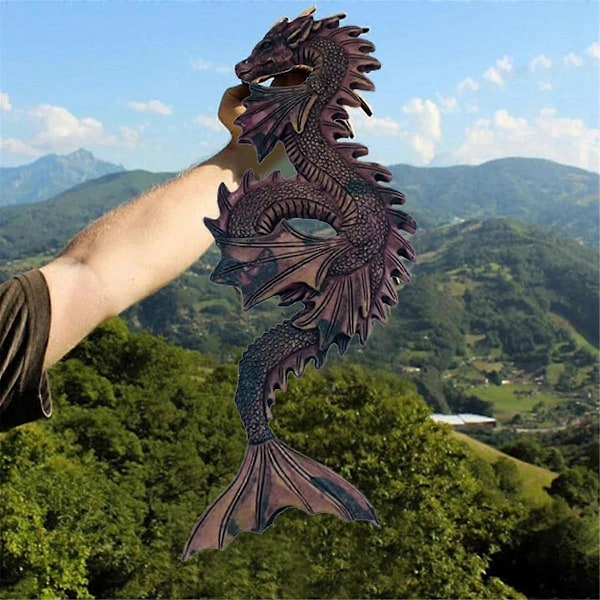 Handgjord Vatten drake Djur Resin Carving Väggkonst - 3D Drake Resin Carving Väggkonst för Heminredning