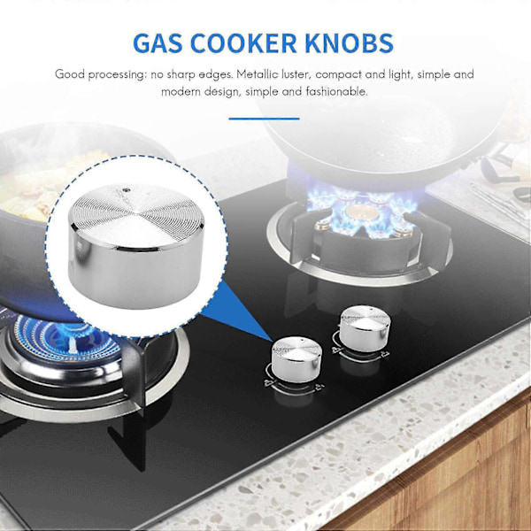 5 stk. Metal Gasovn Knapper 6mm Kogeplade Kontrol Ovn Knap Knap Gas Hob Switch Køkken Udskiftning