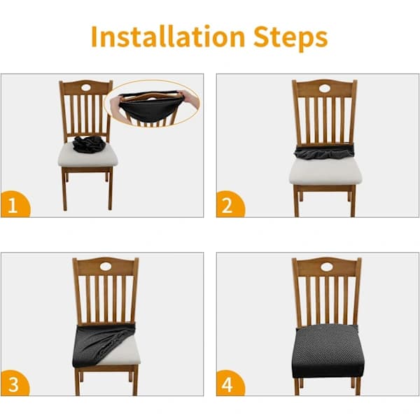 4 Pieces Jacquard Stretch Chair Covers for Dining Room, Removable and Washable (with Backrest)
