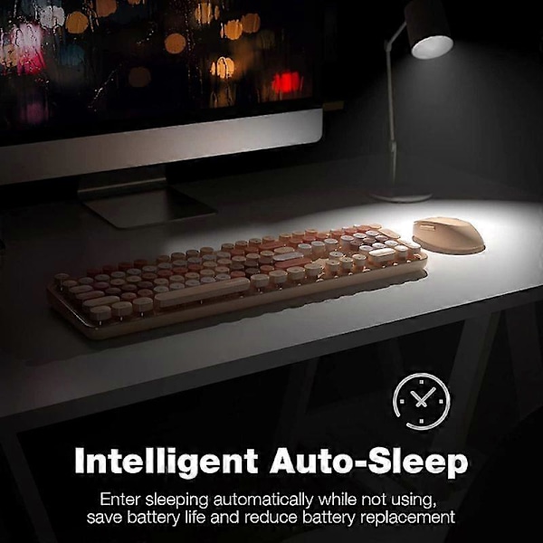 Trådløst tastatur og mus sæt 104 taster 2.4G Bluetooth blandet farve sødt frisk lydløst mini tastatur til bærbar computer PC piger gave