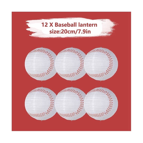 8 tommers baseball-papirlanterner, sportslagfest, baseball-hengende lanterne, softball-festdekorasjoner