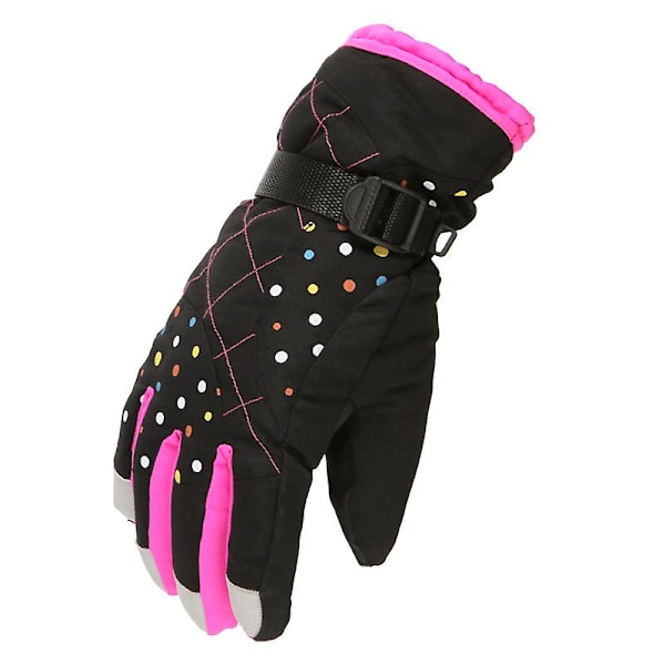 Ladies Ski Gloves Plus Velvet Thick Winter Warm Gloves Outdoor Sports Riding Gloves1setblack