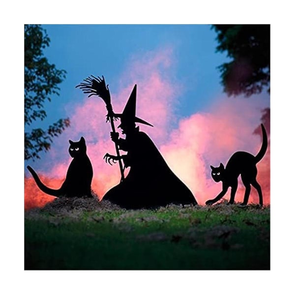 Halloween Hexe Silhuet, Smijern Hekse Sort Tryllekeddel Sort Have Skilte Skræmmende Familie Hjem