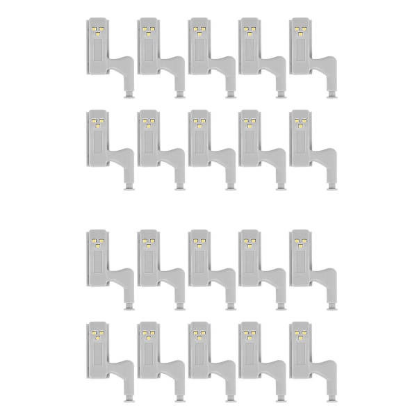 20stk Skap Skap Garderobe Led Hengsel Lys Smart Sensor Lampe Varm Hvit