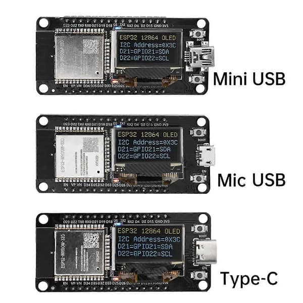 ESP32 ESP-WROOM-32D WIFI Bluetooth Utvecklingskort CH340 med 0.96 OLED Skärm Gul Blå Display Mini-USB