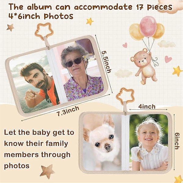 Baby Fotoalbum - Blød Babybog Første År Baby Fotoalbum Baby Album Holder 4x6 tommer Billeder til Mem