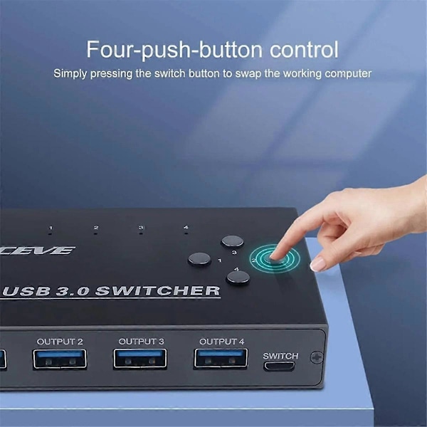 USB 3.0 Switch KM Switch Selector 4 Dator Laptop PC Stationära Datorer Hub Splitter KVM för Pro Tangentbord Mus