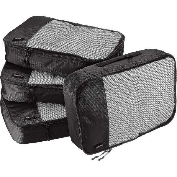 Reisende bagasje Glidelåssamling Bagpakke med 4 organiseringskuber, M, svart