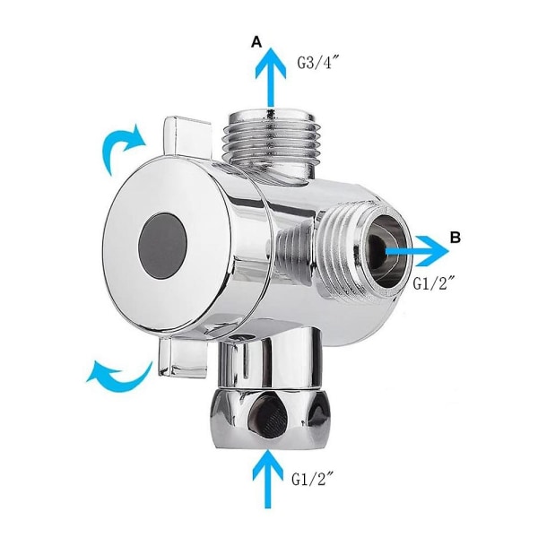 Abs Krom 3-veis Diverter Slangetilkobling T-formet Adapterkontakt For Vinkelventil Slange Bad Dusj A