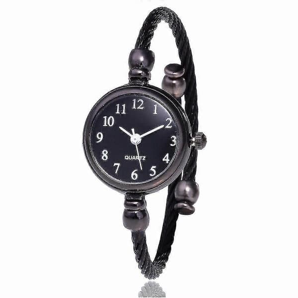 Dame Lite Gull Armring Armbånd Luksus Klokker Rustfritt Stål nummer hvit svart