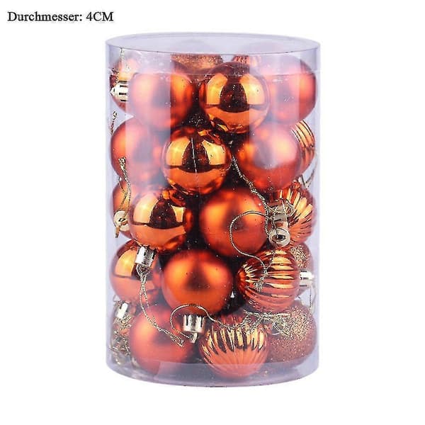 34 st Julkulor, 4 cm Små Julgransprydnader i Plast, Orange