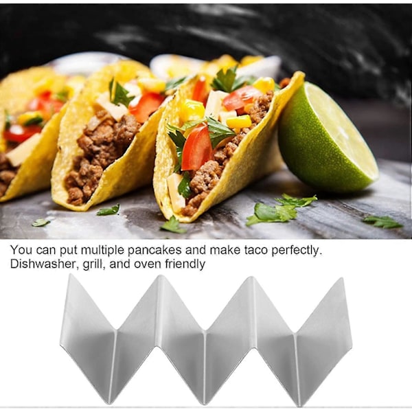Sæt med 2 Tacobakker, Tortilla Stativ til Ovn, Køkken og Restaurant, Rustfrit Stål