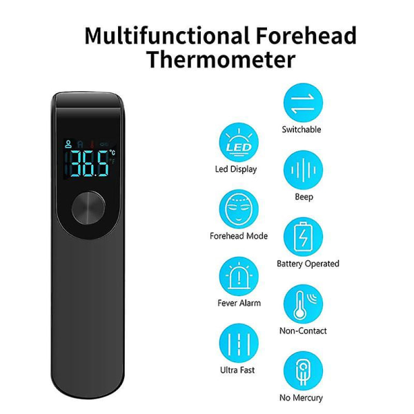 Panntermometer, 3-i-1 digital LCD-skärm, febervarning, exakt avläsning och minnesfunktion