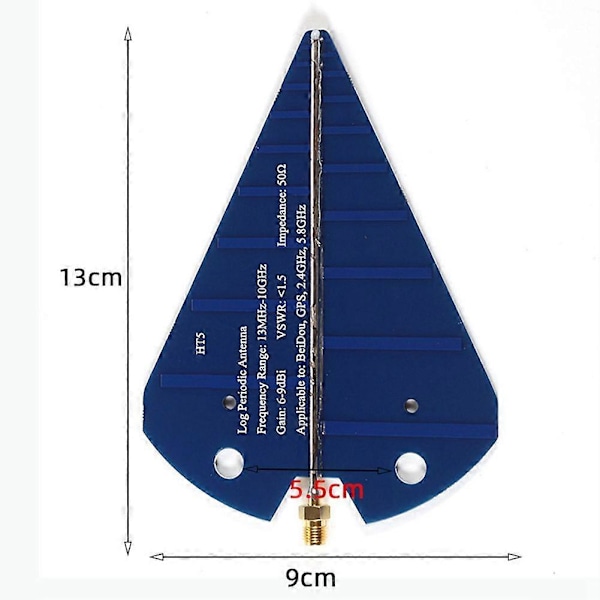 HT5 Log-periodisk antenn 1.3-10GHz Hög förstärkning 6-9dBi 50Ohm Bredbands testantenn för VHF UHF SHF Bei