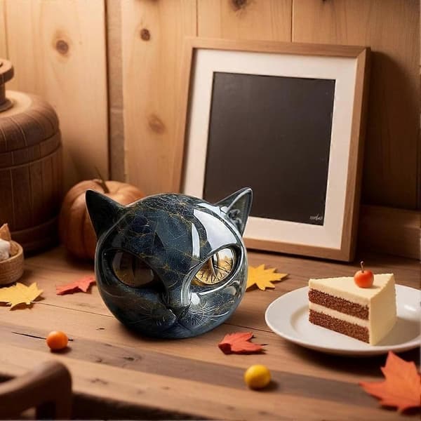 Sort Kat Sten Skulptur – Elegant Boligindretning & Gave