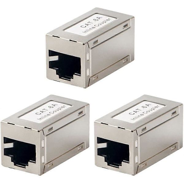 3-osainen RJ45 Suojattu Metallinen CAT6A Inline -liitin, Naaras-Naaras