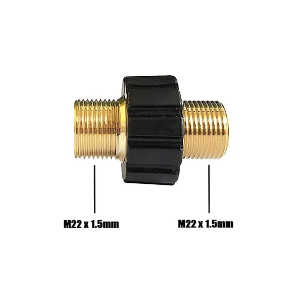 Metrinen M22 Urosäikeinen Letkun Pikaliitin, M22 X 1.5 Uroskierteinen Kupariadapteri, Kaksoisnippa 22mm Kytkentä Korkeapainepesurin Letkulle 1p