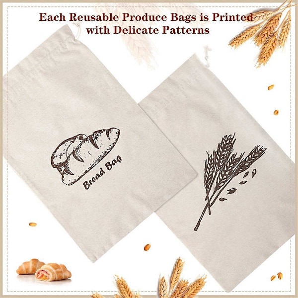 Linnepåsar för hembakat bröd, 2 st 30x40cm Oblekt & Återanvändbar Brödförvaring, Na