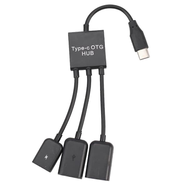USB 3.1 Type C Han til 2 Dual USB A 2.0 Hun + -USB Hun 3 i 1 OTG HUB