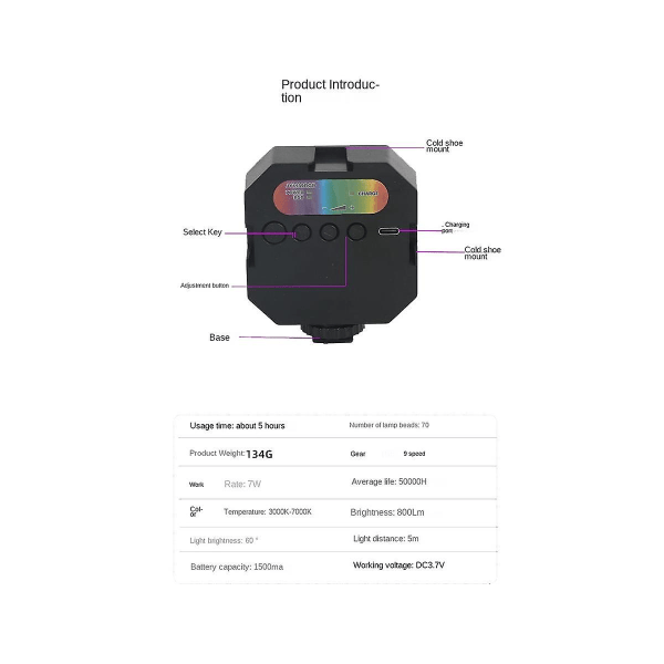 Mini Bærbar RGB Videolys Genopladelig LED Kamera Lys Fotofyldlys Fotolys