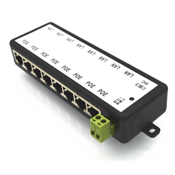 Poe Injector 8 Ports Poe Strømadapter Ethernet Strømforsyning For Cctv Nettverk Poe Kamera Power Over