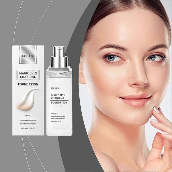 Farveskiftende flydende foundation, fugtgivende lysnende makeupbase concealer dækning