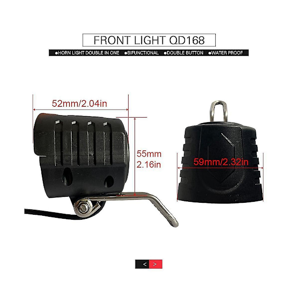 Ebike Switch Dk240 med Qd168 Frontlys Dr001 Baklys Advarselslys Blinklys Horn Ebike Tilbehør