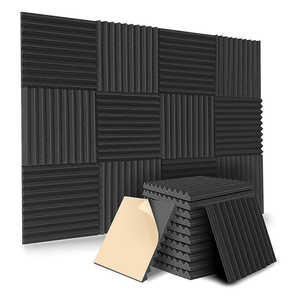 12 pakke selvklebende akustiske paneler, lydtette skumpaneler, lydisolerende veggpanne med høy tetthet