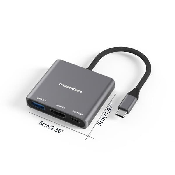 4K HDMI-kompatibel USB-C Docking Station Adapter til Skærmmonitor og USB-stick