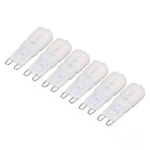 6 st G9 LED-lampor Dimbar 3W Energibesparande 360 Graders Lampa för Taklampor och Taklampor Varmvit 220-240V