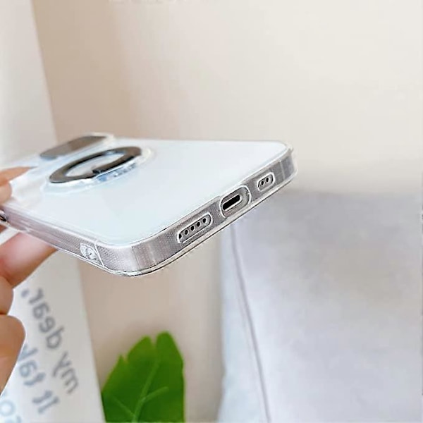 Söt Färgad Ringhållare Glidande Lins Kameraskydd Transparent Mjukt iPhone-skal Gult, iPhone 12 Pro