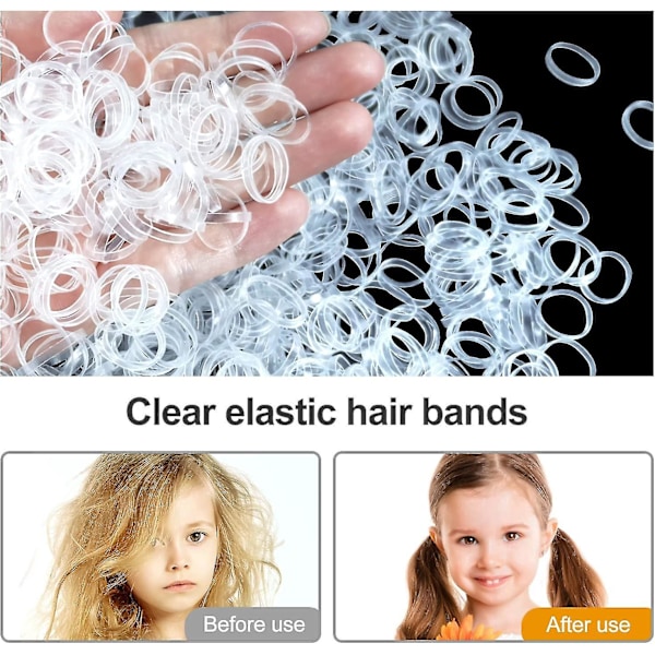 Gennemsigtige Mini Hårelastikker - 1000 stk., Perfekt til Fletninger, Bryllupsfrisurer og Dreadlocks