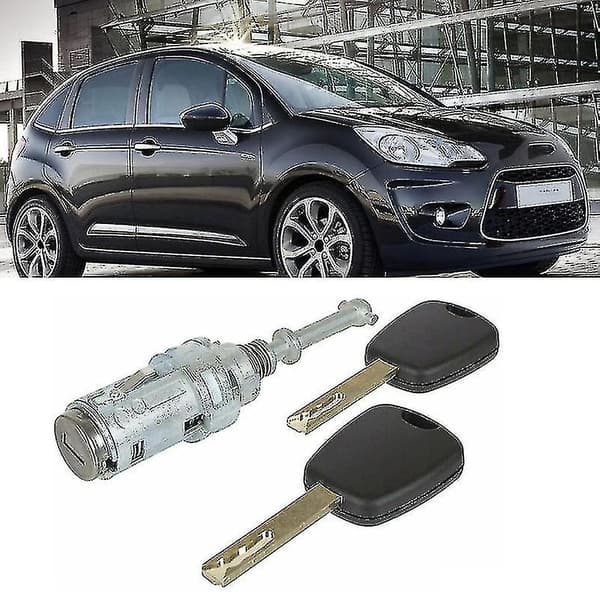 Citroen C2 C3 2002-2010 Vänster Framdörr Låscylinder Med 2 Nycklar