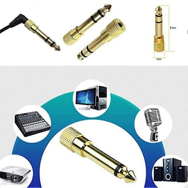 Fornnerg 1/8 3,5 mm naaras - 6,5 mm 1/4 uros kuulokeliitäntäadapteri stereoaudioliitin Banmo