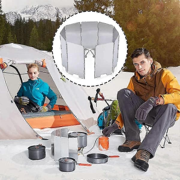 Vindruta, 9 Plåtar Aluminium Mini Vindskydd för Utomhus BBQ Picknick Campingutrustning