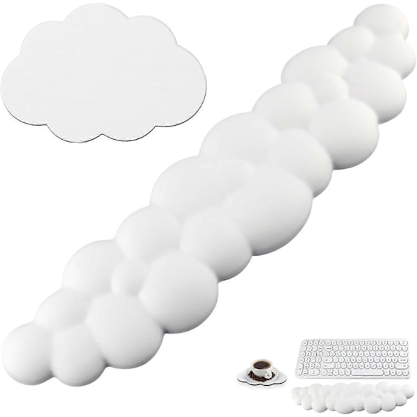Keyboard Cloud Håndleddsstøtte, 2 stk Søt Tastaturpute + Cloud Brikke med Sklisikker