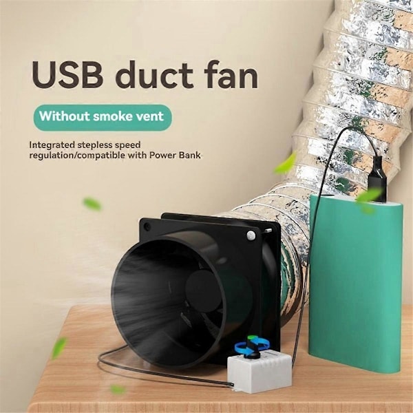 USB Hastighedskontrol Ventilator Røgabsorberende Emhætte Ventilator Rørkanal Udstødningsventilator USB Justerbar Hastighed
