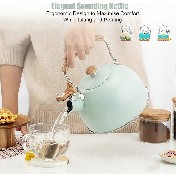 2,5L Fløjtekedel med Ergonomisk Håndtag Rustfrit Stål Kedel Induktionskedel Fløjtekedel til Alle Gasblus