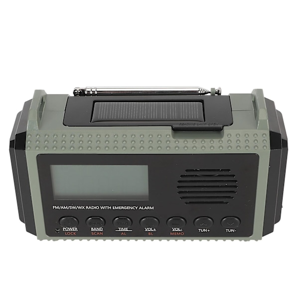Nødradio FM AM SW WX 10000mAh Solcellelading Bærbar LCD Digital Display Håndsveivradio for utendørs bruk