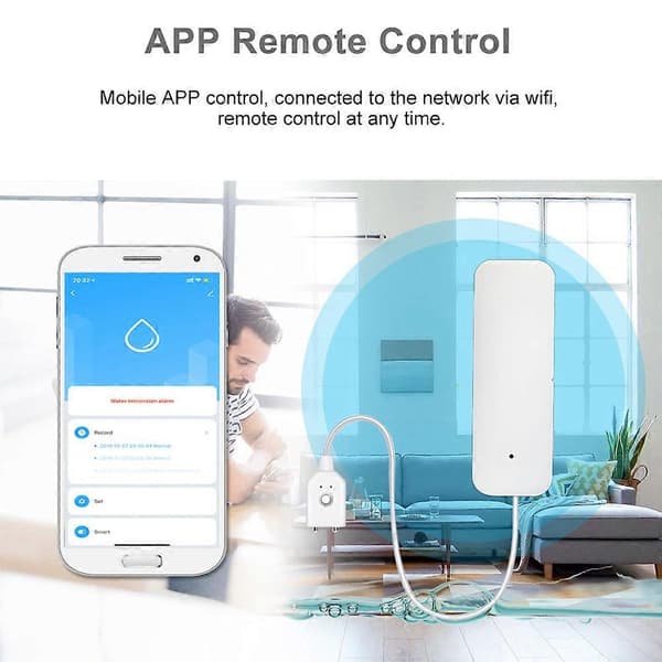 Tuya WiFi Vattenläckagesensor Smart Hem Säkerhetsskydd Överflöde/Full Vattenläckagedetektor Smart Life Fjärr Push-påminnelse