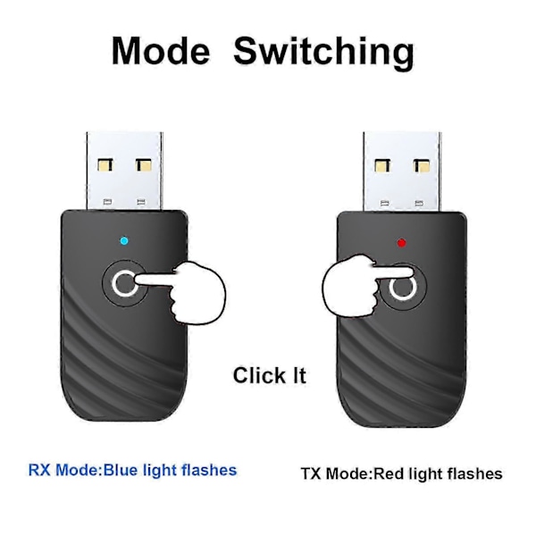Bluetooth 5.0 Audio Receiver Transmitter 3 i 1 USB Trådløs Adapter til TV Bil