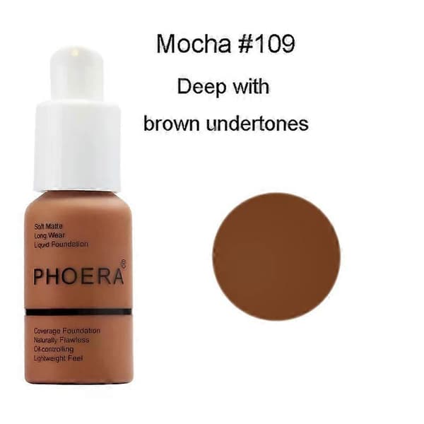 PHOERA Face Foundation Cream Oljekontroll Lysne Vanntett Concealer Ansikts Matte Base Make Up Flytende Foundation MakeupTSLM1