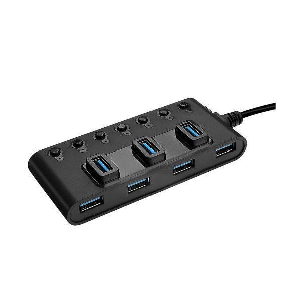 7 Ports Usb3.0 Hub Adapter Bærbar Usb Hub Splitter Med Kontakter Konverter Til Laptop Pc Computer