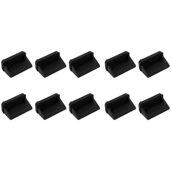 10 stk Silikon USB-port Plugg Plugg Stopper Beskyttelseshette Svart