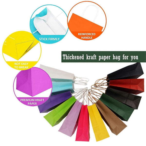 Mørkegrønne Tykke Kraftpapirposer, 12 Pakke Papir Gaveposer med Tvinnede Håndtak, Julefest Papirposer, 21x15x8cm Fargede Papirposer